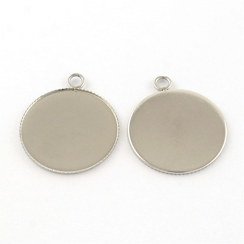 10 Stainless Steel Round Circle CABOCHON SETTING Bezel Frame Charm Pendants Silver fits 30mm cabs chs3059