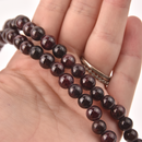 Dark Garnet Half Strand, Large Hole 8mm Round Gemstone Beads, 8" long gem0827