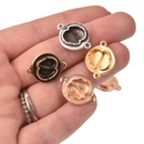 Paisley Seed Bead Connector Charms, Driopida Pendant Settings Rose Gold, Silver, Bronze - 1 pair