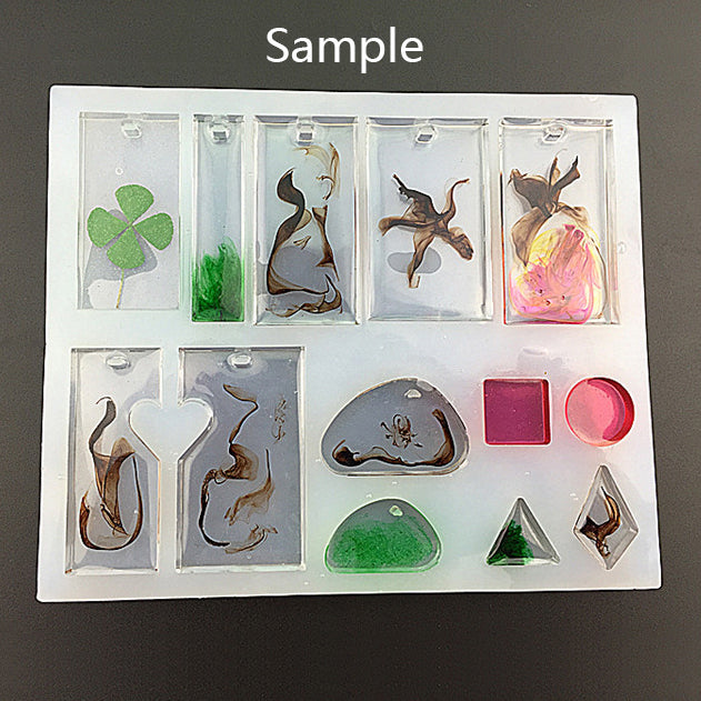 RESIN Mold, Silicone Mold to make Charms & Pendants, reusable, mold makes 13 different shapes and sizes, tol0877