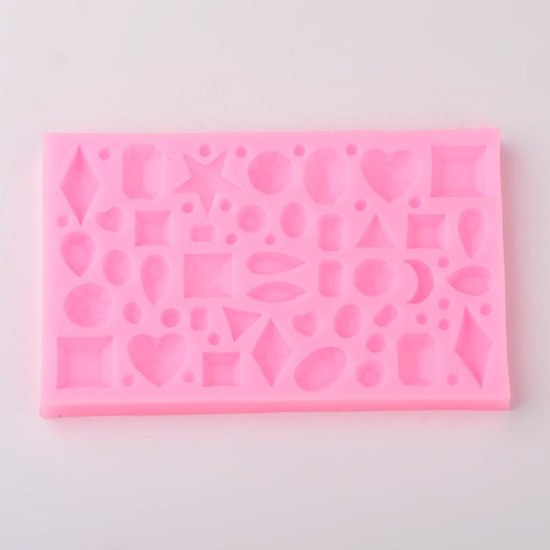 TINY JEWELS Resin Mold, Silicone Mold to make shaped cabochons, reusable 4-1/2" mold makes 64 shapes, tol0760