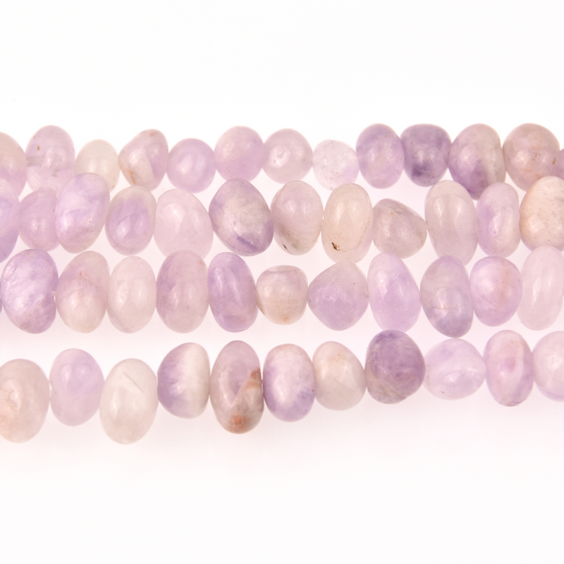 Lavender Quartz Pebble Cut Half Strand, Purple Gemstone Beads approx 12x8mm, 8" long gem0817