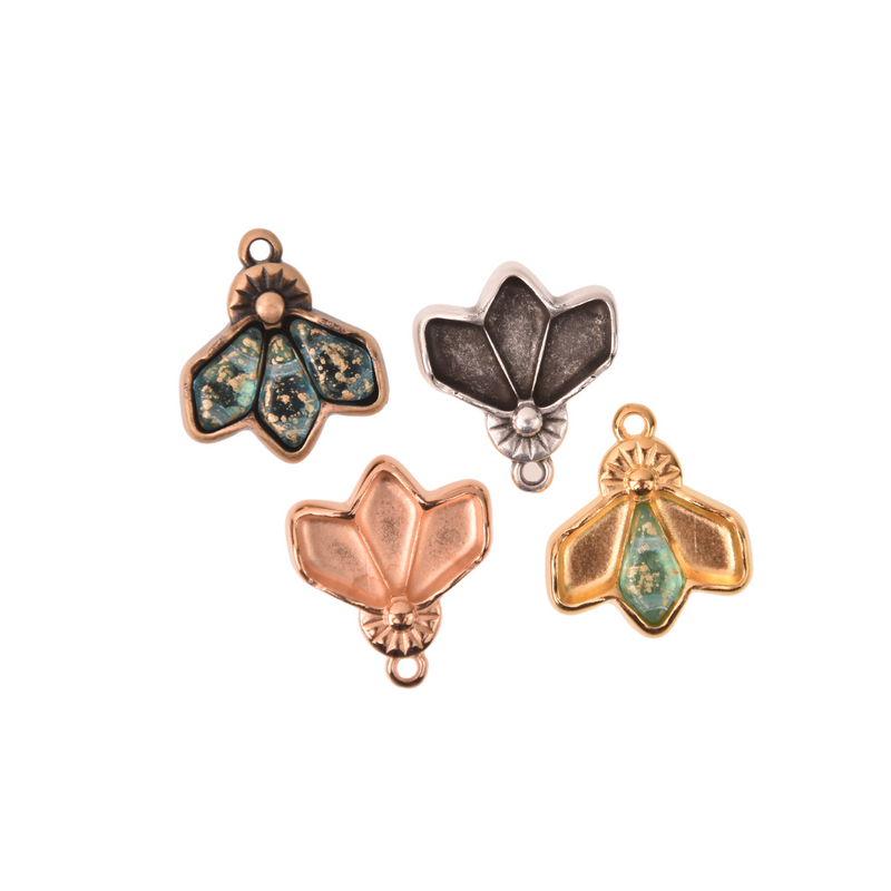 Kite Seed Bead Charms, Dentro Pendant Settings Rose Gold, Silver, Bronze - 1 pair