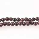 Dark Garnet Half Strand, Large Hole 8mm Round Gemstone Beads, 8" long gem0827