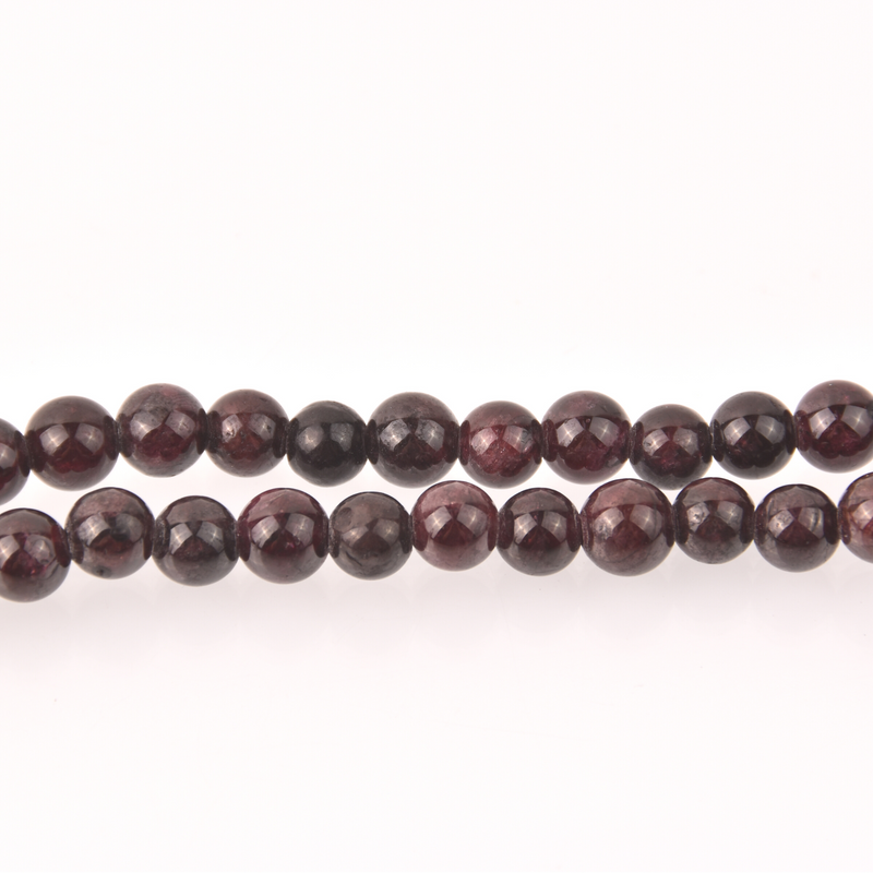 Dark Garnet Half Strand, Large Hole 8mm Round Gemstone Beads, 8" long gem0827