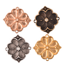 Paisley Seed Bead Connector Charms, Apokrousi Pendant Settings Rose Gold, Silver, Bronze - 1 piece