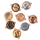 Paisley Seed Bead Connector Charms, Driopida Pendant Settings Rose Gold, Silver, Bronze - 1 pair