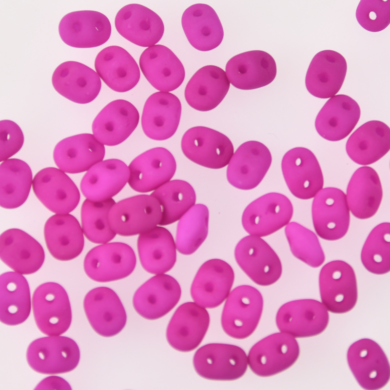 SuperDuos Matte Neon Violet Magenta, 2-Hole Seed Beads 2.5x5mm, 5-Inch Tube, du0525125 bsd0891