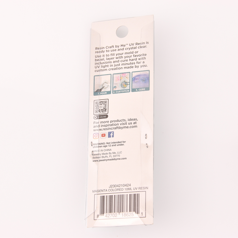 Magneta Pink UV Resin for Jewelry, Transparent Pre-colored Hard Epoxy, 10ml, adh0073