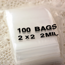 100 Zipper Lock Resealable Baggies 2x2 inches, 2 mil bags, bag0040