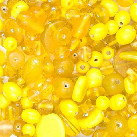 Yellow Glass Beads Assortment, 200 grams, bgl1878