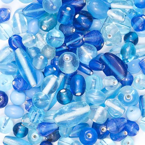 Turquoise Blue Glass Beads Assortment, 200 grams, bgl1877