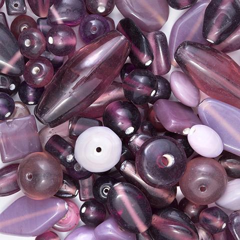 Purple Glass Beads Assortment, 200 grams, bgl1872
