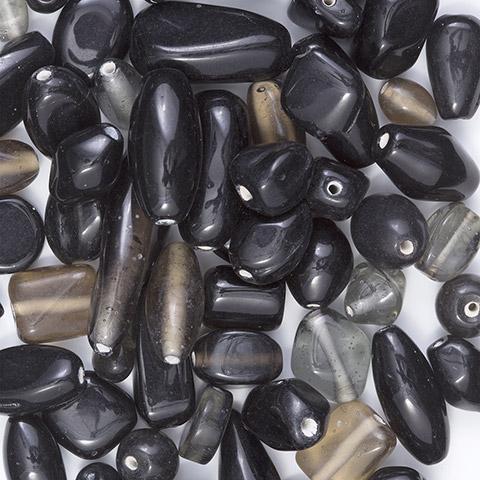 Black Glass Beads Assortment, 200 grams, bgl1879