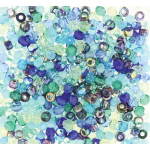 6/0 Czech Glass Seed Beads, Lagoon Mix, Round, SB6-mix06, bsd0847