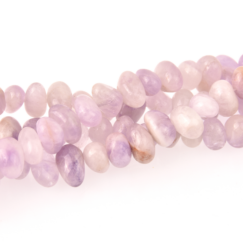 Lavender Quartz Pebble Cut Half Strand, Purple Gemstone Beads approx 12x8mm, 8" long gem0817