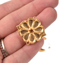 Paisley Seed Bead Connector Charms, Apokrousi Pendant Settings Rose Gold, Silver, Bronze - 1 piece