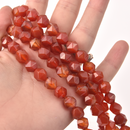 Orange Red Agate Half Strand, Star Cut Faceted 10mm Gemstone Beads, 8" long gem0823