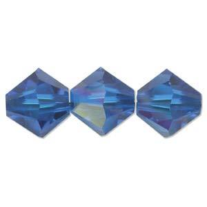 4mm Capri Blue AB Bicone Crystal Beads, Preciosa x31 beads, cry0221