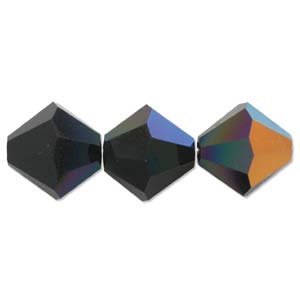4mm Jet AB Bicone Crystal Beads, Preciosa x31 beads, cry0219