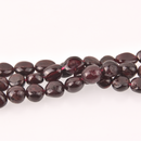 Dark Red Garnet Oval Pebble Half Strand, 8-10mm Gemstone Beads, 8" long gem0828