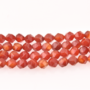 Orange Red Agate Half Strand, Star Cut Faceted 10mm Gemstone Beads, 8" long gem0823