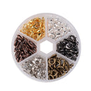 10mm Lobster Clasps, Mixed Metal Colors, Brass Copper Gunmetal Bronze Bright Silver & Silver Tone in Round Storage Box, 240 clasps, fcl0253