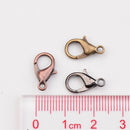 10mm Lobster Clasps, Mixed Metal Colors, Brass Copper Gunmetal Bronze Bright Silver & Silver Tone in Round Storage Box, 240 clasps, fcl0253