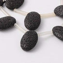32x20mm BLACK LAVA Beads, OVAL perfume diffuser beads, essential oil beads, Top Drilled, aromatherapy, full strand, 12 beads glv0040