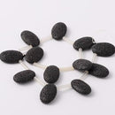 32x20mm BLACK LAVA Beads, OVAL perfume diffuser beads, essential oil beads, Top Drilled, aromatherapy, full strand, 12 beads glv0040