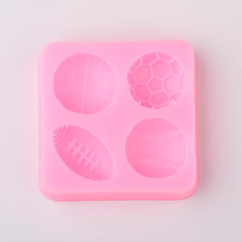 SPORTS BALL Resin Mold, Silicone Mold to make shaped cabochons, 2-1/4" mold makes 4 shapes, tol0762