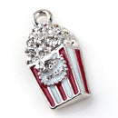 5 Popcorn Charms, Silver Metal with Enamel, 23x13mm, chs3408