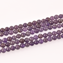 Purple Amethyst Half Strand, 6mm Polished Round Gemstone Beads, 8" long gem0819