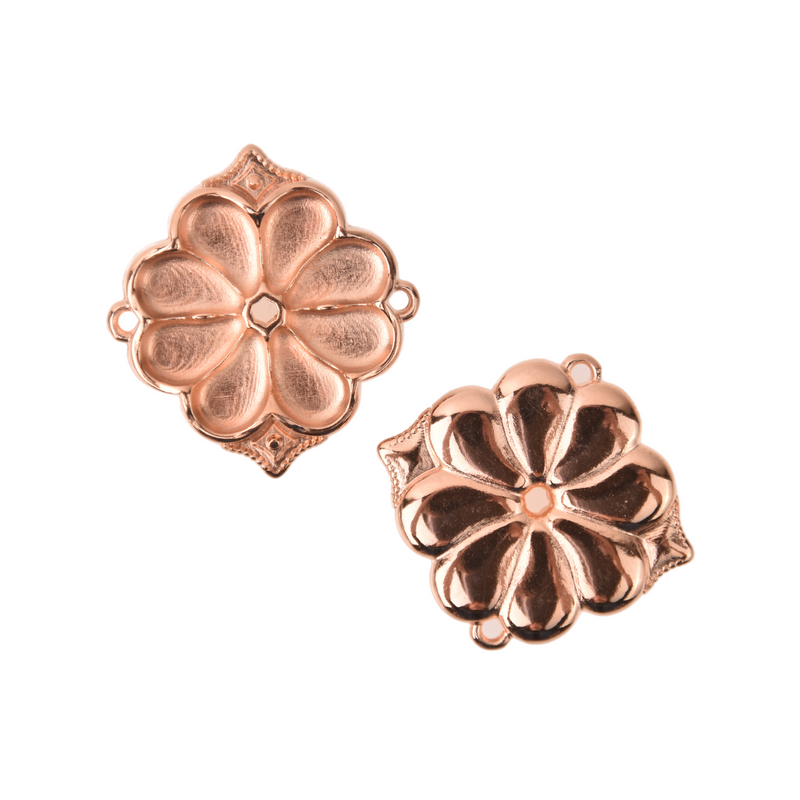 Paisley Seed Bead Connector Charms, Apokrousi Pendant Settings Rose Gold, Silver, Bronze - 1 piece