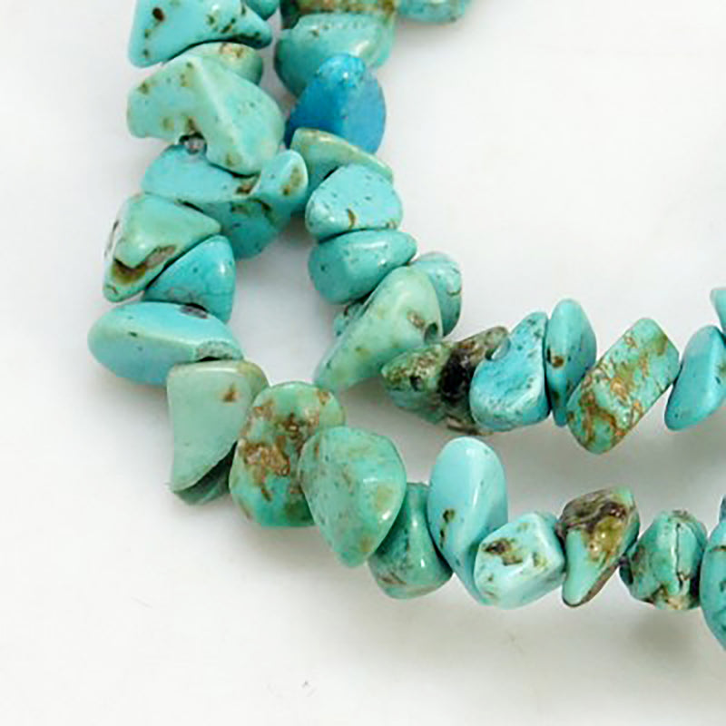 5mm to 12mm TURQUOISE BLUE Howlite Chips, 34" double strand how0533