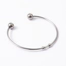 2 Silver Stainless Steel Cuff Bracelet Blanks, Ball Bangle Charm Bracelets, thick 15 gauge, 2-3/8" diameter, fits about 7" wrist, fin0656
