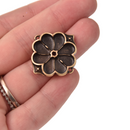 Paisley Seed Bead Connector Charms, Apokrousi Pendant Settings Rose Gold, Silver, Bronze - 1 piece