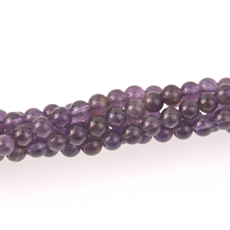 Purple Amethyst Half Strand, 6mm Polished Round Gemstone Beads, 8" long gem0819