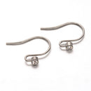 20 French Hooks Earring Ear Wires with 3mm Rhinestone in Channel Set Bezel, stainless steel (10 pairs), fin0714