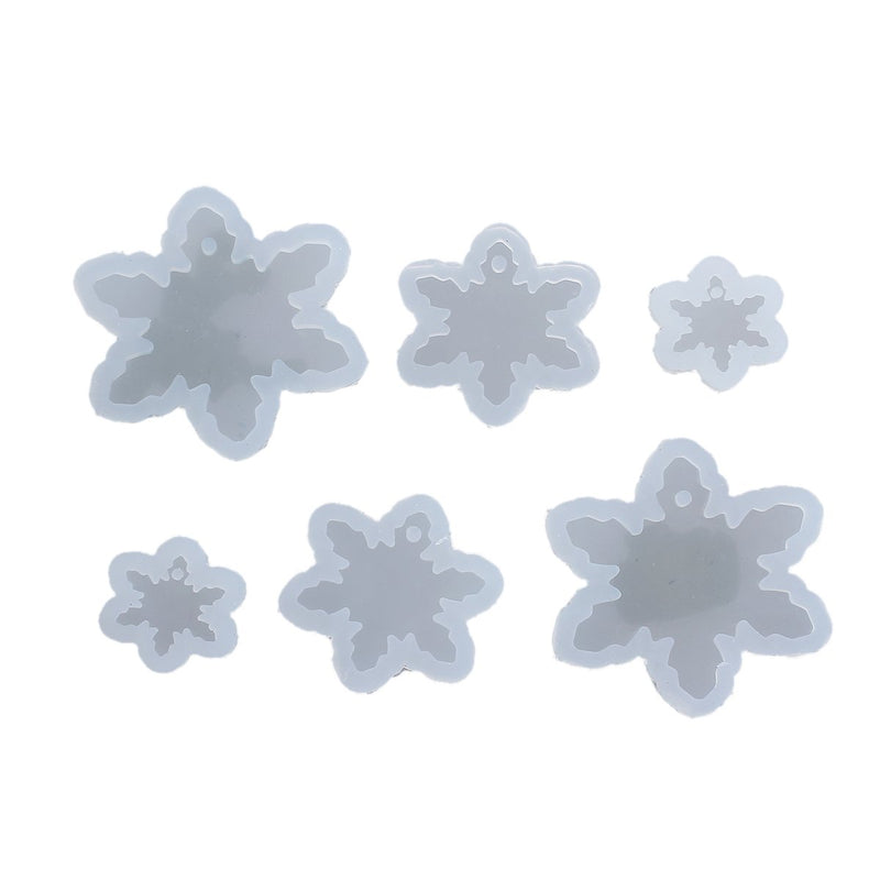 6 RESIN Snowflake PENDANT MOLDS, Silicone Mold to make to make 3 sizes, tol0881