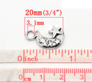10 Silver Tone Pewter MOON and STARS Charm chs0183