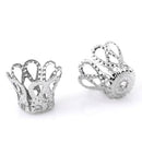 260 Small Brass CONE BEAD CAPS Silver Tone Metal Filigree  7x9mm, bulk, fin0124