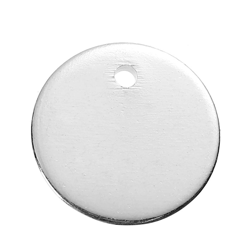 10 SILVER Plated Metal Stamping Blank Charm Pendant, round circle disc, 10mm wide (3/8"), 17 gauge, msb0365
