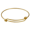 5 GOLD Bangle Charm Bracelet, triple wrap adjustable size, expandable, fits medium to large wrist, thick 14 gauge, 8-1/4", fin0580