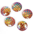12mm MERMAID FISH Scale Cabochons, Round Resin Metallic, Peach AB iridescent, 10 pieces, 1/2", cab0499a