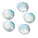 10 MERMAID Fish Scales Glass Dome Cabochons, Iridescent White, Round Glass Dome Seals Cabochons, 10mm  (about 3/8" diameter),  cab0513