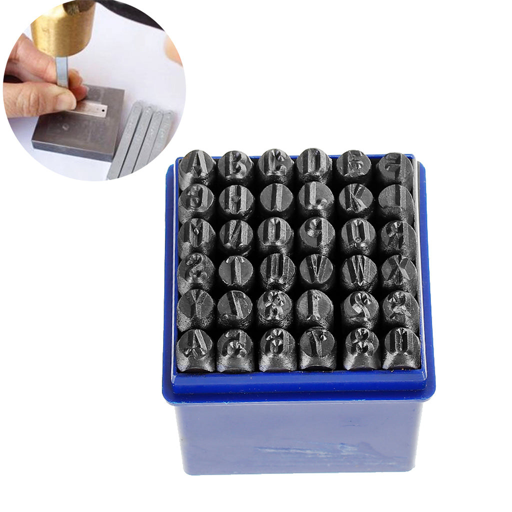 1 Box of 36 Letter and Number Stamp Sets, Metal Stamping Tools for Metal  and Wood Stamping Punches 6MM