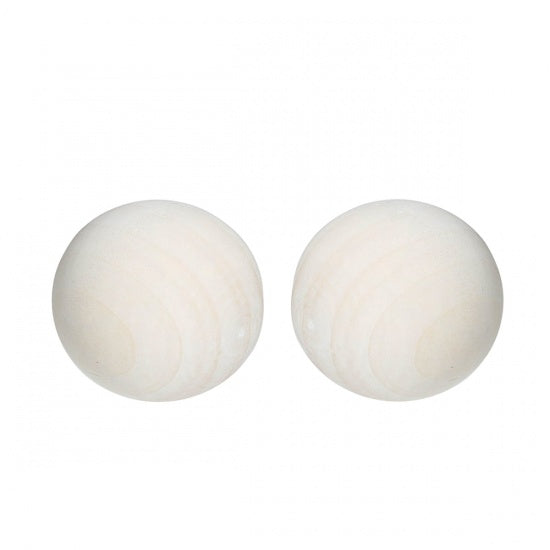 Natural Hinoki Wood Round Balls, About 40mm Dia, No Hole, 5 PCs, cft0349