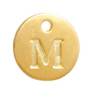 10 Letter M Alphabet Charms Gold Plated Monogram, double sided round disc letter charms, dot charms, 12mm, (1/2"), chs5064