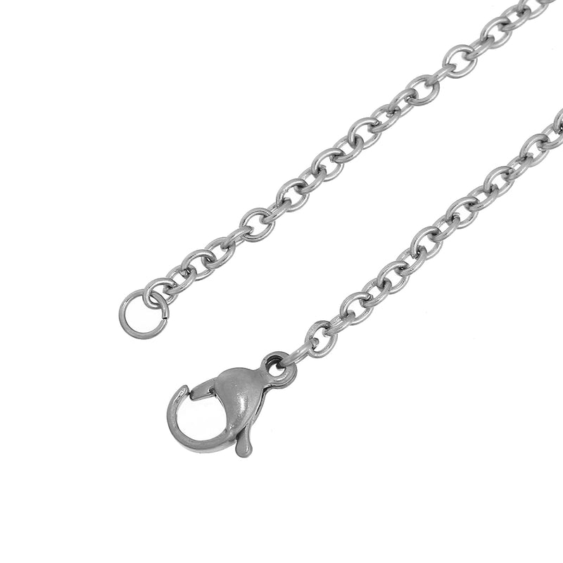 10 Stainless Steel CABLE LINK CHAIN Necklaces with Lobster Claw Clasp, oval links are 3x2.5mm, 23" long, fch0495a